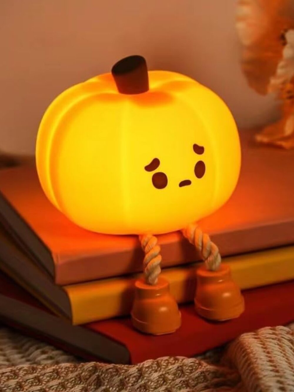 New Pumpkin Night Light Silicone Rechargeable Touch Dimmable Halloween Lamp